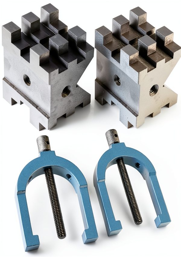 Kimllier V-Block Clamp Set 2‑Inch Hardened Steel Pair with Case-1