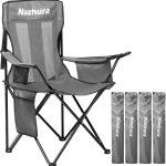 Outdoor Camping Chair Nazhura 4 Pack Grey Foldable with Cooler Pouch-0